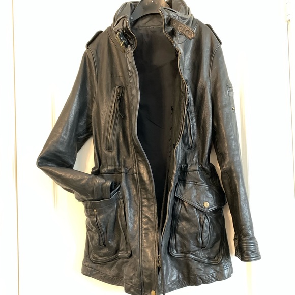 Real leather fox fur collar slim coat - Picture 10 of 16